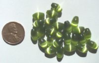 25 9x6mm Olive Fiber Optic Ovals